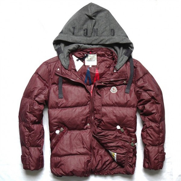 Moncler Claret Mock Collar Zipper Slash e tasche Uomo Giacche uscita